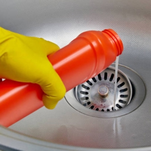 pouring cleaner down drain